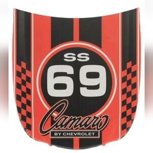 Camaro SS 69 Hood Metal Wall Decor Red Mancave Garage 11.25x10.13 NWT